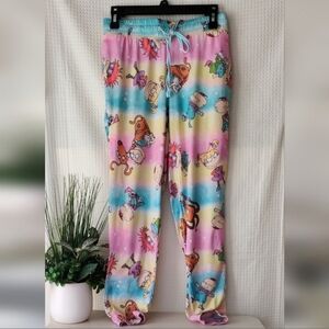 💰Nickelodeon Women's Pink, Blue Yellow, Rug Rats Print PJ Jogger Pants Size XS